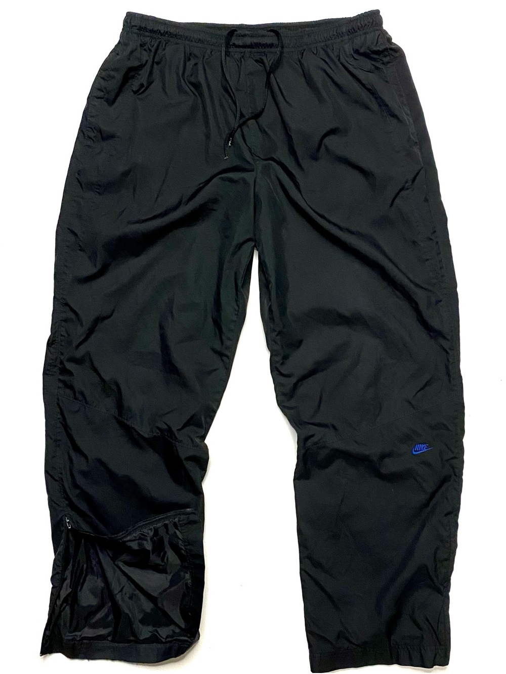 Vintage Y2K Nike Sportswear Black Lined Straight Leg Windbreaker Track Pants XL